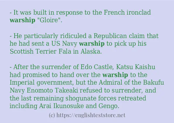 warship some example sentences