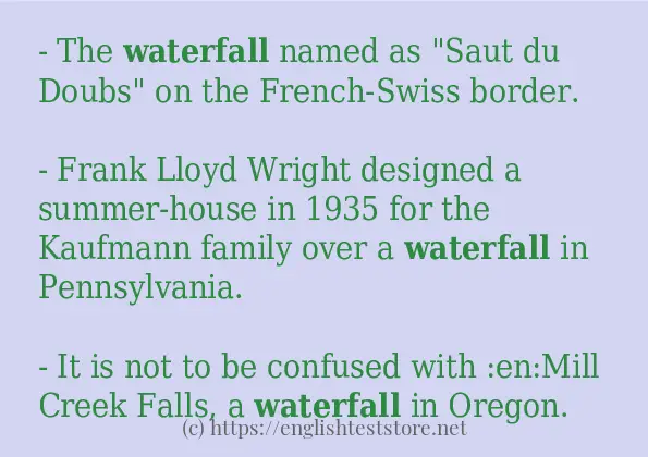 waterfall - some sentence examples