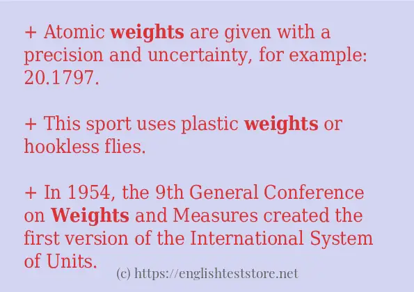 weights - some sentence examples