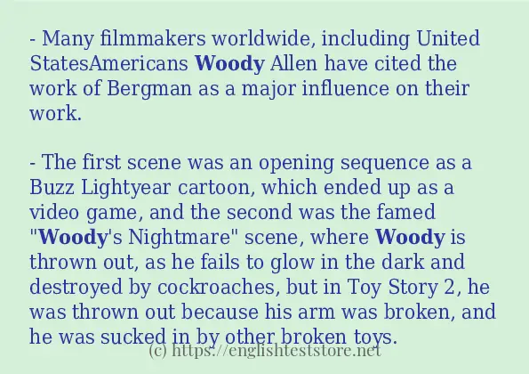woody use in sentences