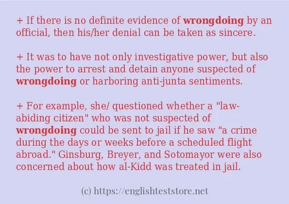 wrongdoing how to use in sentences