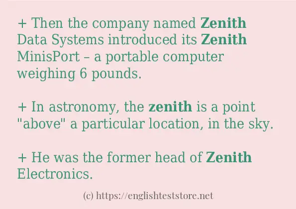 zenith example in sentences