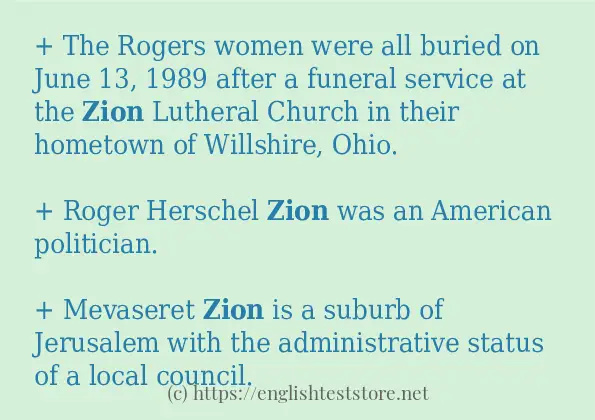 zion in sentences?