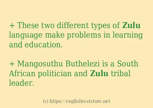 zulu example in sentences