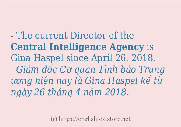 Các cách dùng từ Central Intelligence Agency