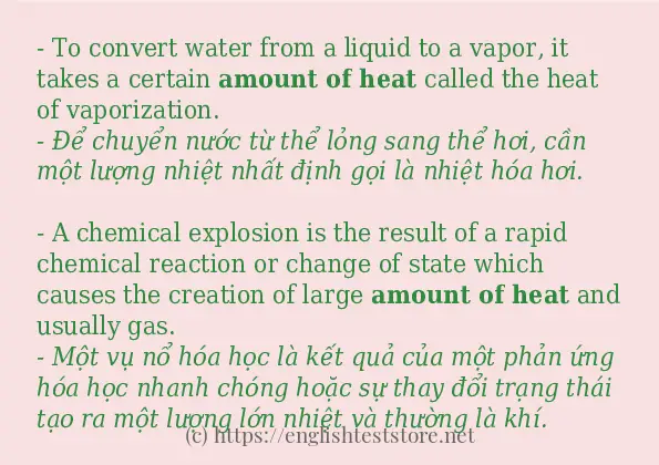 Các cách dùng từ amount of heat