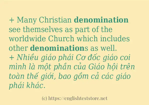 Các cách dùng từ denomination