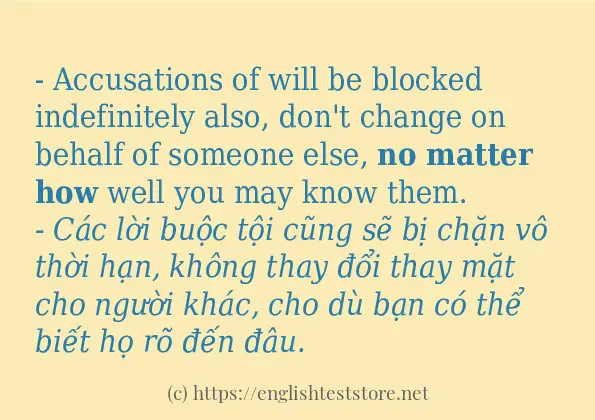 Các cách dùng từ no matter how