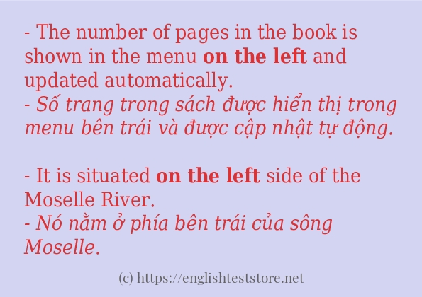 Các câu ví dụ của từ on the left