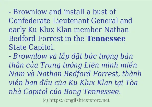 Các câu ví dụ của từ tennessee