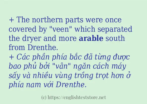 Các câu ví dụ và cách dùng từ arable