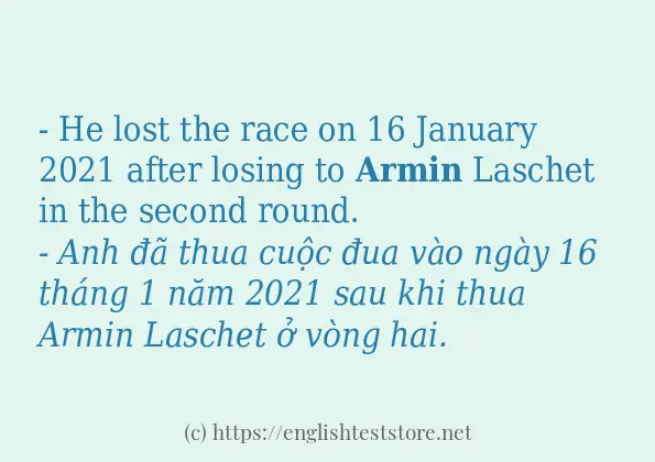 Các câu ví dụ và cách dùng từ armin