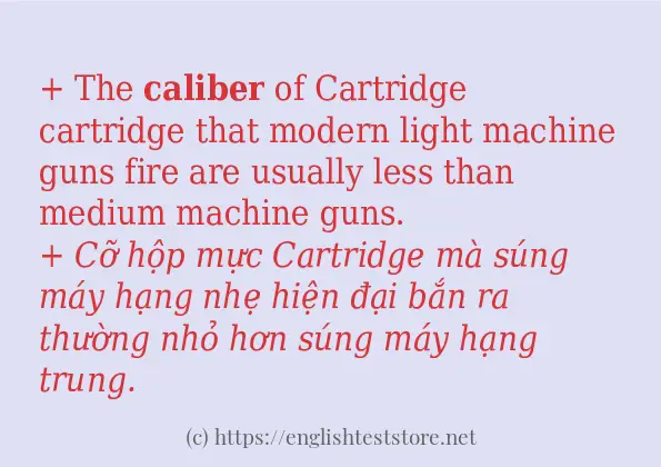 Các câu ví dụ và cách dùng từ caliber