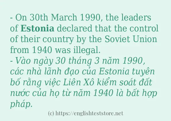 Các câu ví dụ và cách dùng từ estonia