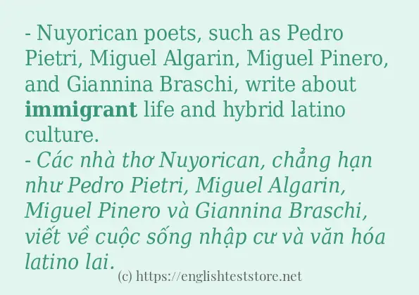 Các câu ví dụ và cách dùng từ immigrant