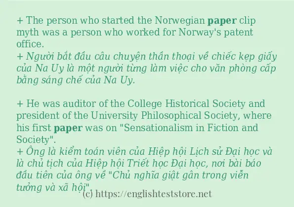 Các câu ví dụ và cách dùng từ paper