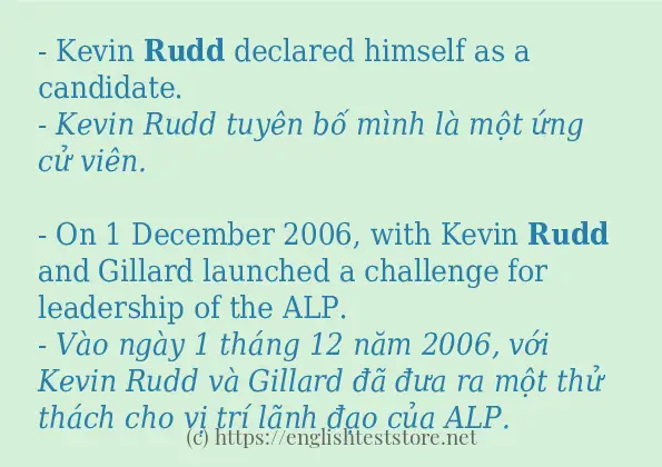 Các câu ví dụ và cách dùng từ rudd