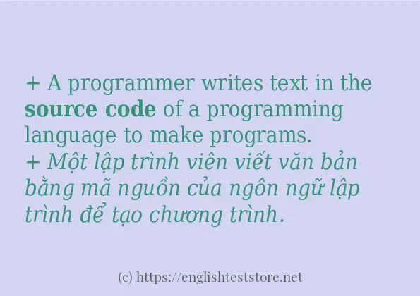 Các câu ví dụ và cách dùng từ source code