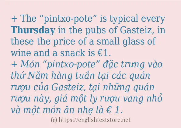 Các câu ví dụ và cách dùng từ thursday