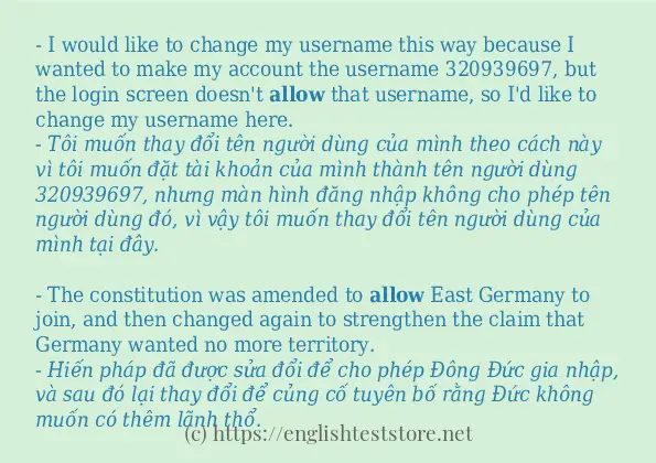 Các câu ví dụ và cách sử dụng từ allow