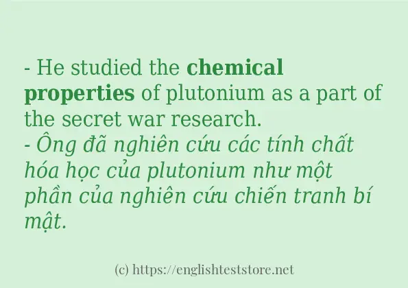 Các câu ví dụ và cách sử dụng từ chemical properties
