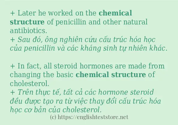 Các câu ví dụ và cách sử dụng từ chemical structure