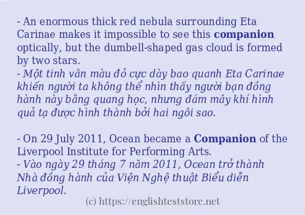 Các câu ví dụ và cách sử dụng từ companion