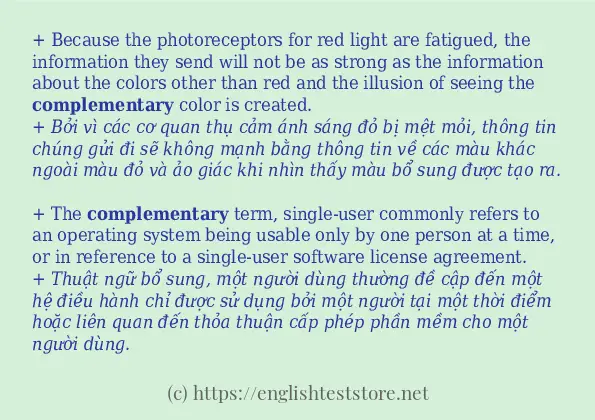 Các câu ví dụ và cách sử dụng từ complementary