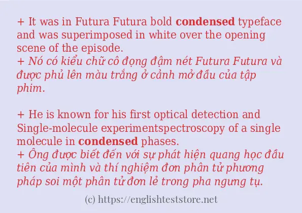 Các câu ví dụ và cách sử dụng từ condensed