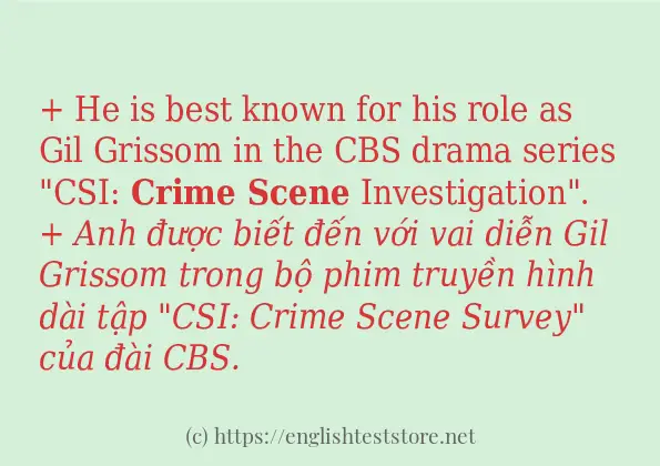 Các câu ví dụ và cách sử dụng từ crime scene