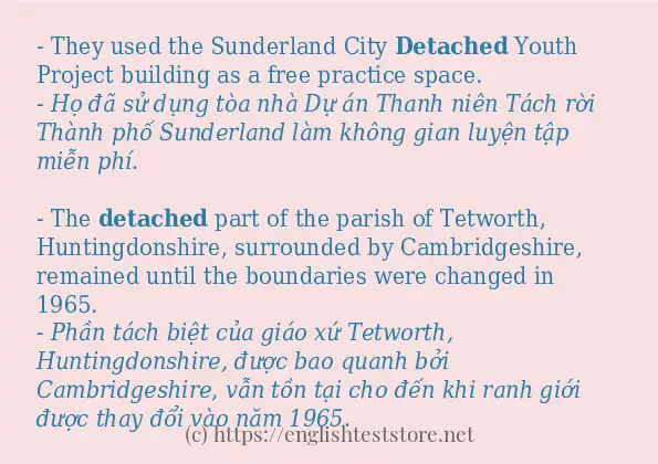 Các câu ví dụ và cách sử dụng từ detached