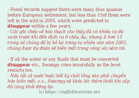 Các câu ví dụ và cách sử dụng từ disappear