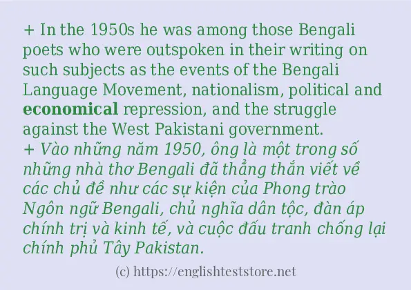Các câu ví dụ và cách sử dụng từ economical