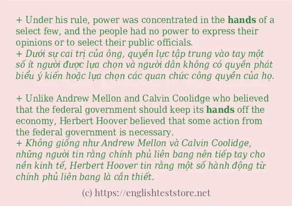 Các câu ví dụ và cách sử dụng từ hands