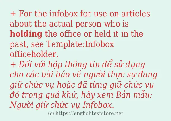 Các câu ví dụ và cách sử dụng từ holding