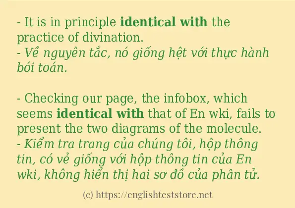 Các câu ví dụ và cách sử dụng từ identical with