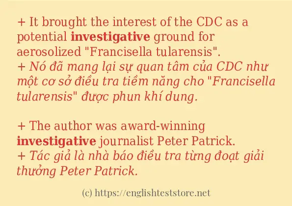 Các câu ví dụ và cách sử dụng từ investigative