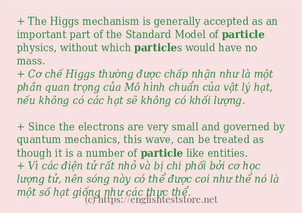 Các câu ví dụ và cách sử dụng từ particle