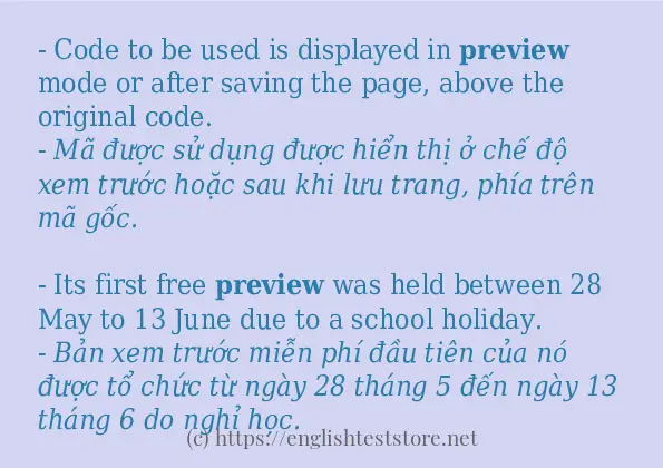 Các câu ví dụ và cách sử dụng từ preview