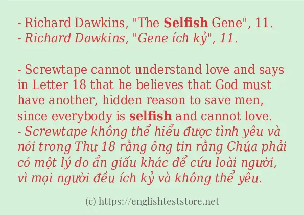 Các câu ví dụ và cách sử dụng từ selfish
