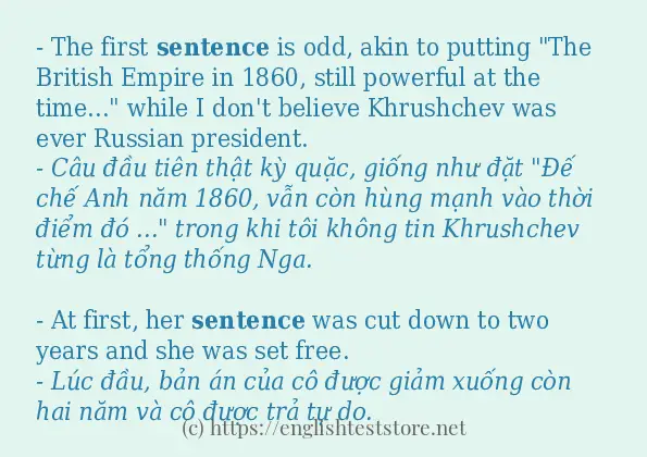 Các câu ví dụ và cách sử dụng từ sentence