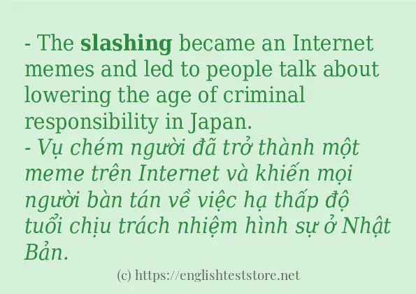 Các câu ví dụ và cách sử dụng từ slashing