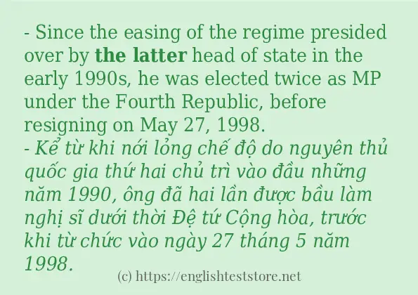 Các câu ví dụ và cách sử dụng từ the latter