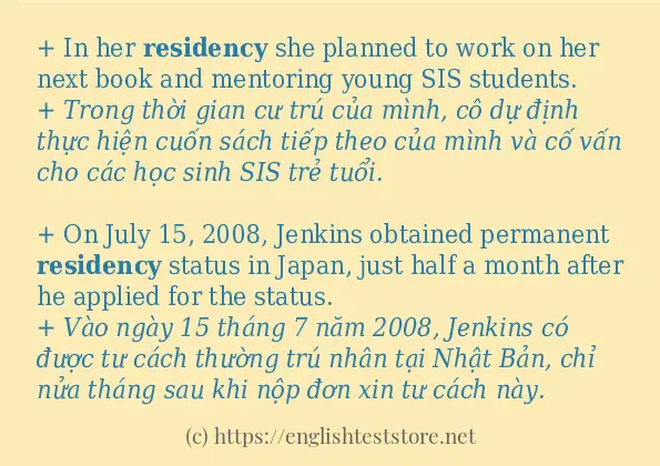 Cách dùng từ residency