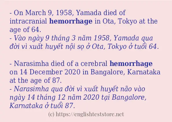 Cách dùng và câu ví dụ của từ hemorrhage