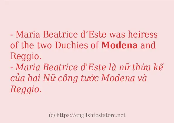 Cách dùng và câu ví dụ của từ modena