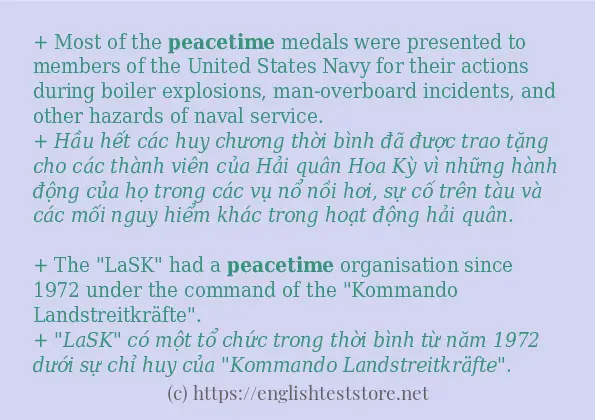 Cách dùng và câu ví dụ của từ peacetime