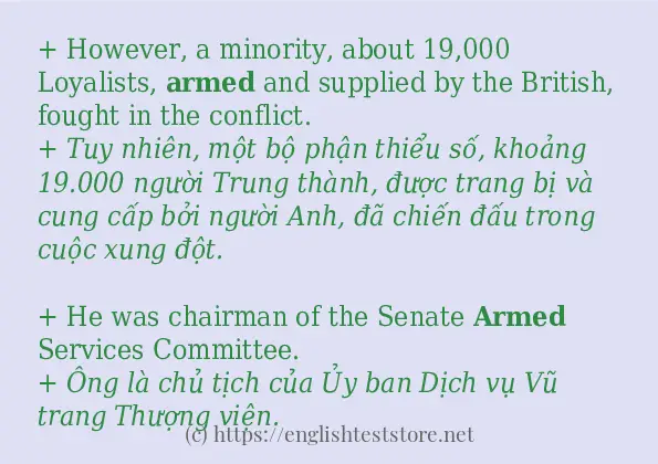 Cách sử dụng và câu ví dụ của từ armed