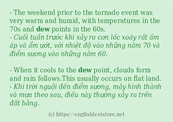Cách sử dụng và câu ví dụ của từ dew