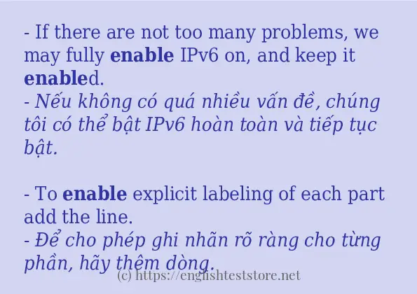 Cách sử dụng và câu ví dụ của từ enable